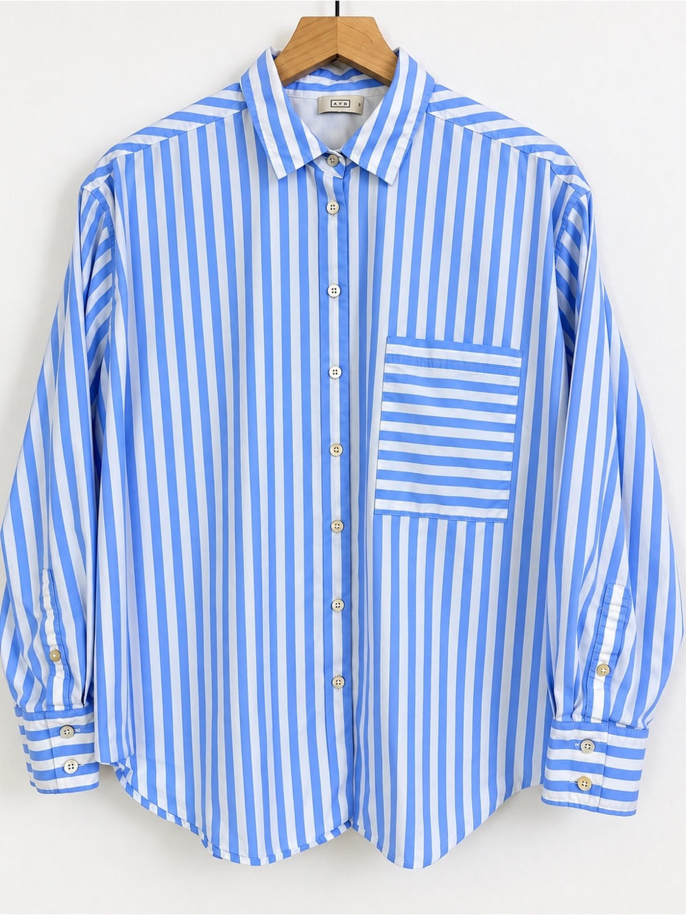 AYR The Deep End Blue White Striped Button Down Shirt